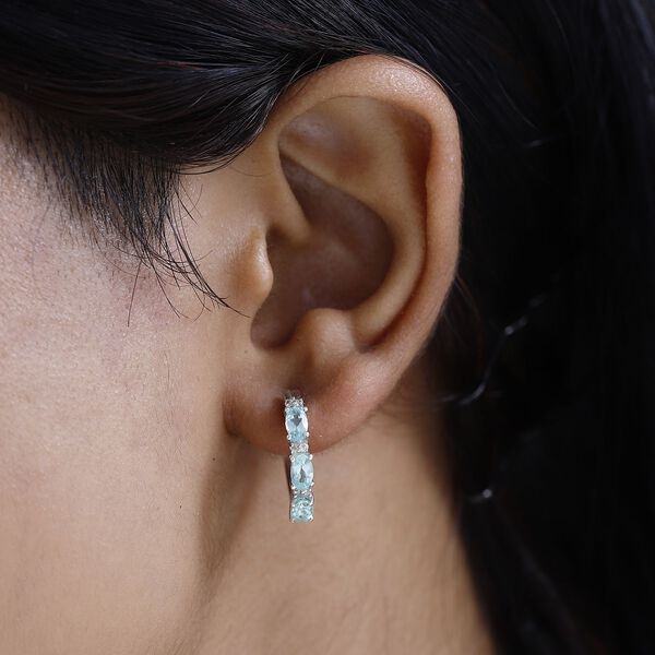 Minz Apatit und Zirkon Huggie Ohrringe image number 2