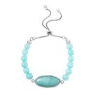 Amazonit Flexibles Bolo-Armband, ca. 15-22 cm, Reiner Edelstahl ca. 70.00 ct