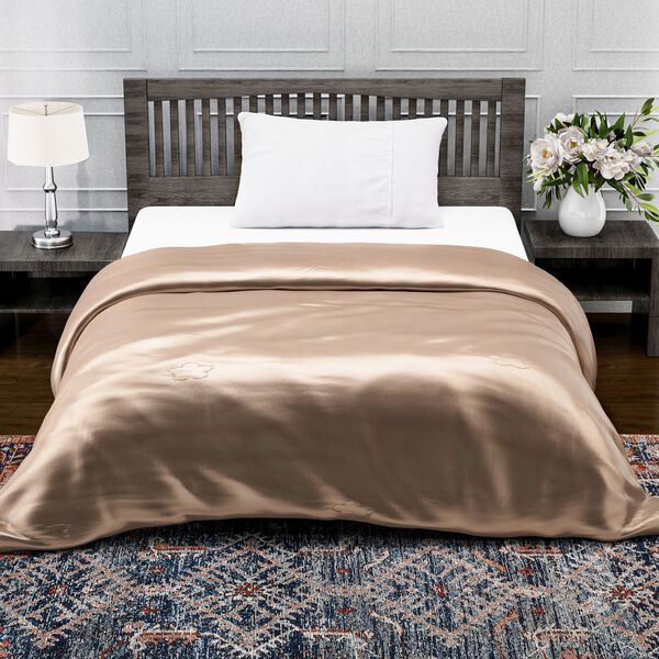 Serenity Night - 100% Bambus-Steppdecke mit Bambusf&uuml;llung, temperaturausgleichend und hypoallergen, 135x200 cm, Champagner image number 3