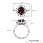 Roter Granat, Weißer Zirkon Ring, 925 Silber platiniert (Größe 17.00) ca. 2.95 ct image number 6