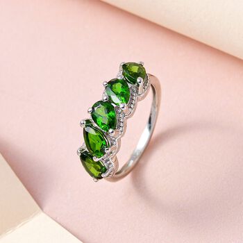 Nat&uuml;rlicher Chromdiopsid Ring, 925 Silber platiniert (Gr&ouml;&szlig;e 20.00) ca. 2.18 ct