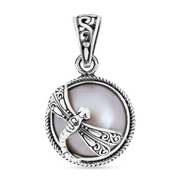 Royal Bali Kollektion - Wei&szlig;er Mabe Perle Anh&auml;nger, 925 Silber