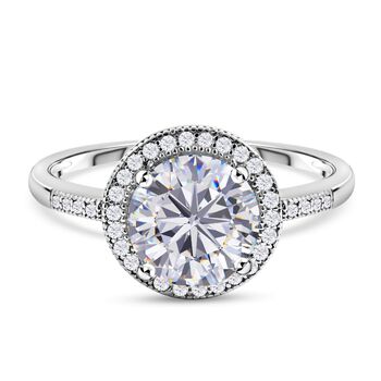 Lustro Stella - Wei&szlig;er Zirkonia Ring, 925 Silber platiniert (Gr&ouml;&szlig;e 16.00) ca. 3,65 ct