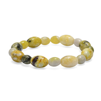 Flexibles gelbes T&uuml;rkis und Serpentin Armband - 130 ct.