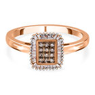 Natürlicher Champagner Diamant und weißer Diamant Ring, 925 Silber Roségold Vermeil (Größe 21.00) ca. 0.33 ct