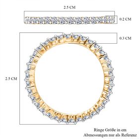 LUXURIANT SI-GH Labor Diamant Ring, 925 Silber Gelbgold Vermeil - 1 ct.