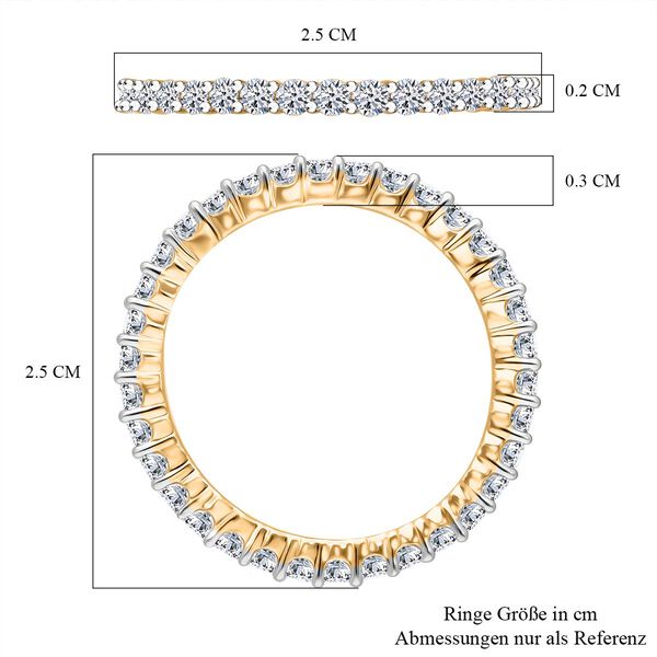 LUXURIANT SI-GH Labor Diamant Ring, 925 Silber Gelbgold Vermeil - 1 ct. image number 3