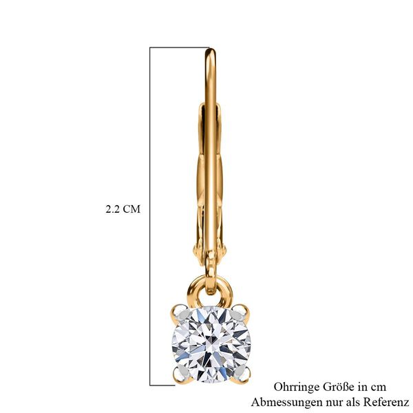 LUXURIANT SGL zertifizierte VS-GH Labor Rund-Diamant Ohrringe, 925 Silber 750 Gelbgold Vermeil  - 1 ct. image number 4