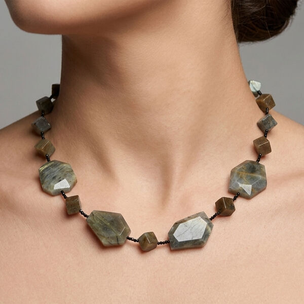 EVER TRUE Labradorit, Schwarzer Spinell Halskette ca. 45 cm Nickelfreies Messing ca. 360.00 ct image number 2