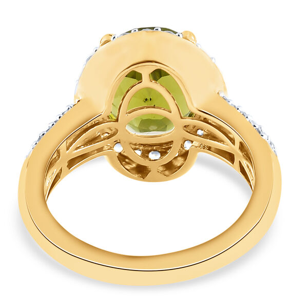 Nat&uuml;rlicher Peridot und wei&szlig;er Zirkon-Ring, 925 Silber Gelbgold Vermeil  ca. 4,21 ct image number 7