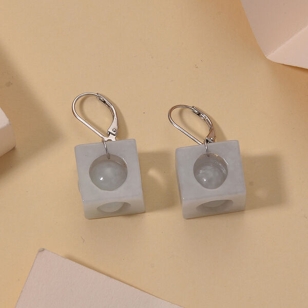 D'Joy Wei&szlig;e Jade Ohrringe 925 Silber Rhodiniert ca. 50,00 ct. image number 1