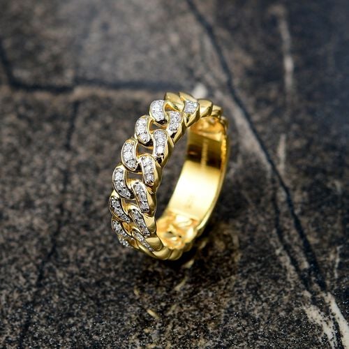 LUXURIANT DIAMOND - Lab Grown Diamant SI Ring, 925 Silber 750 Gelbgold Vermeil (Größe 20.00) ca. 0.24 ct image number 1