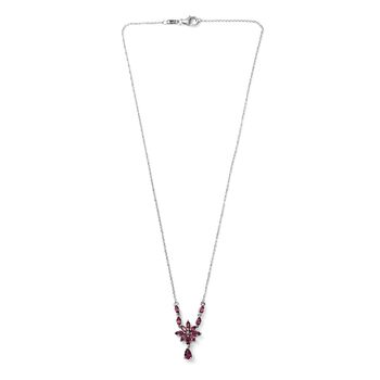Rhodolith Granat Halskette 45 cm lange platiniert ca. 2,21 ct