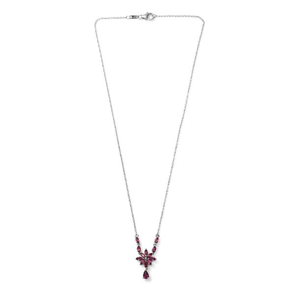 Rhodolith Granat Halskette 45 cm lange platiniert ca. 2,21 ct image number 0