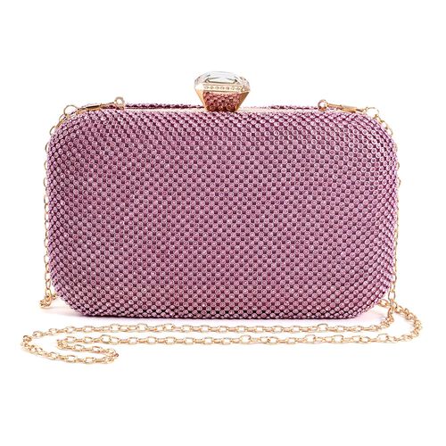 Moderne Clutch mit Kristallverzierung, 20x4x2 cm, Rosa image number 0