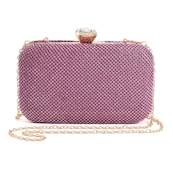 Moderne Clutch mit Kristallverzierung, 20x4x2 cm, Rosa image number 0