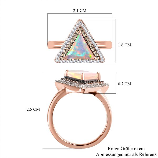 GP Art Déco Kollektion - Natürlicher, äthiopischer Welo Opal, Kanchanaburi blauer Saphir und Champagner-Diamant-Ring - 1,76 ct. image number 7