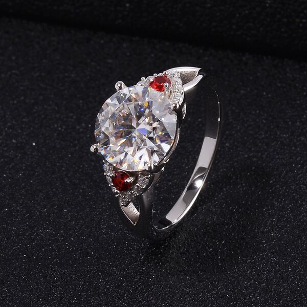 Moissanit, Roter Saphir Ring 925 Silber rhodiniert (Größe 18.00) ca. 4,03 ct image number 2