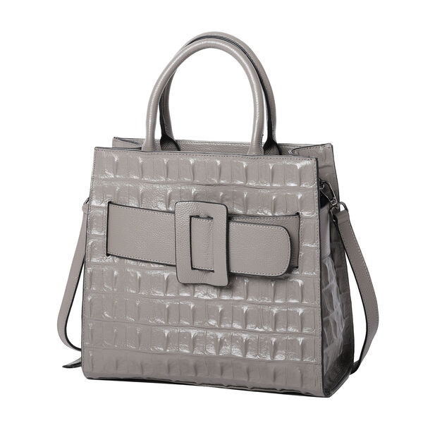 Crossbody Tasche aus echtem Leder mit Rei&szlig;verschluss und mehreren Taschen, Gr&ouml;&szlig;e 31x15x30 cm, Hellgrau image number 5