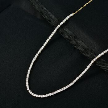 LUXURIANT VS-EF Labor Diamant 45cm Halskette, 925 Silber 750 Gelbgold Vermeil - 4,14 ct.