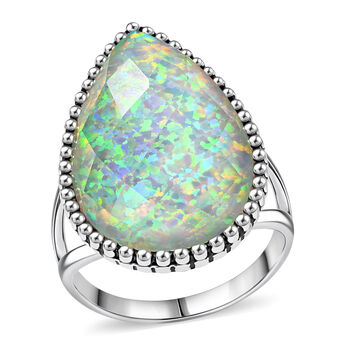 Sajen Silber-Opal Dublett Ring 925 Silber rhodiniert (Gr&ouml;&szlig;e 18.00) ca. 18.89 ct