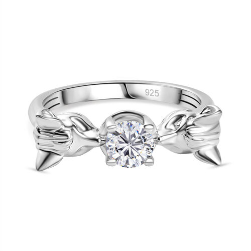 Moissanit Ring 925 Silber rhodiniert (Größe 17.00) ca. 0,44 ct image number 0