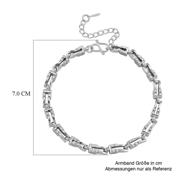 Klassisches Gliederarmband, S-Hakenverschluss mit Verl&auml;ngerungskette, nickelfreies Messing, ca. 18-21 cm, Silberfarben image number 6