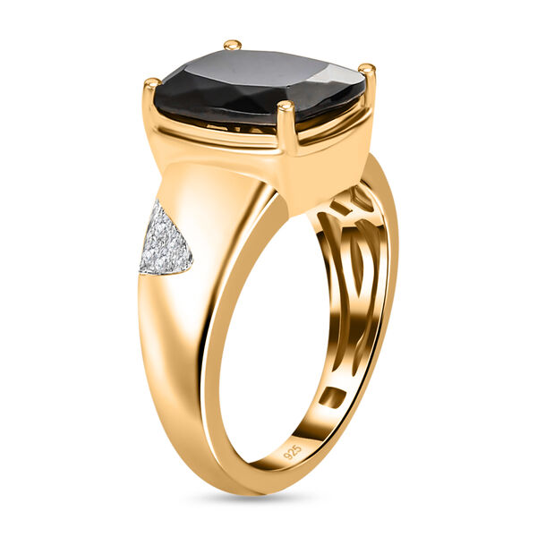 Elite Shungit und Zirkon Ring 925 Silber vergoldet image number 5