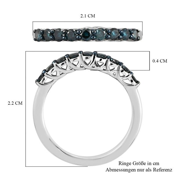 Blauer Diamant Half-Eternity-Bandring in Silber image number 7