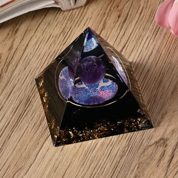 Edelstein Pyramide mit Obsidian und Amethyst, Amethyst