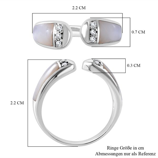 Perlmutt und Zirkonia Ring - 1,04 ct. image number 4