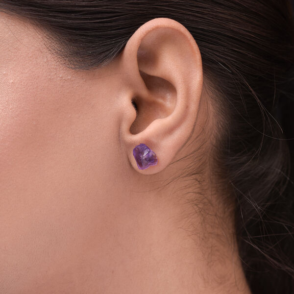 Handgearbeitete Uruguay-Amethyst Fancy-Schliff-Ohrstecker, 925 Silber platiniert ca. 7,00 ct image number 3