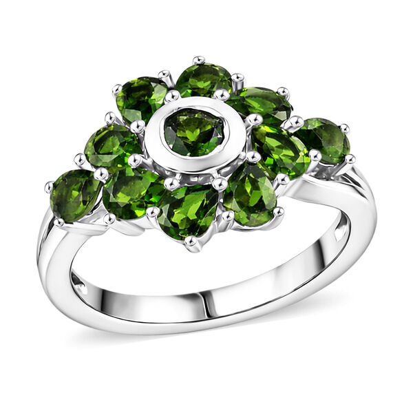 Nat&uuml;rlicher Chromdiopsid Ring 925 Silber platiniert  ca. 2,16 ct image number 4