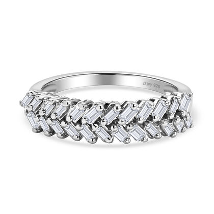 D'Joy Wei&szlig;er Diamant Ring 925 Silber Rhodiniert (Gr&ouml;&szlig;e 21.00) ca. 0.50 ct