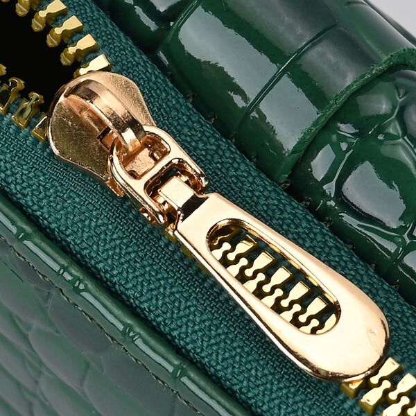 Stilvolle Geldb&ouml;rse mit Krokodilpr&auml;gung und RFID-Schutz, 11x8 cm, Gr&uuml;n image number 9