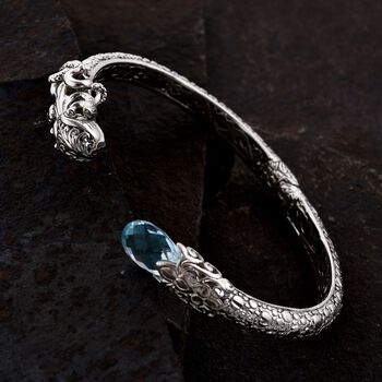 Royal Bali Kollektion- Blauer Topas-Armreif, 19cm- 7 ct.