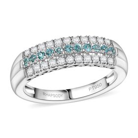 RHAPSODY zertifiziert und geprüft AAAA Paraiba Turmalin und VS-EF Diamant Ring in 950 Platin - 0,66 ct.