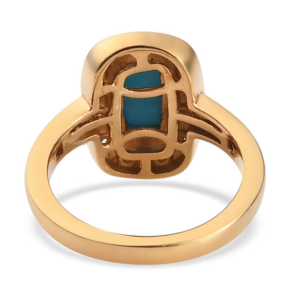 Nat&uuml;rlicher Sleeping Beauty T&uuml;rkis und Zirkon Halo Ring 925 Silber 585 Vergoldet image number 7