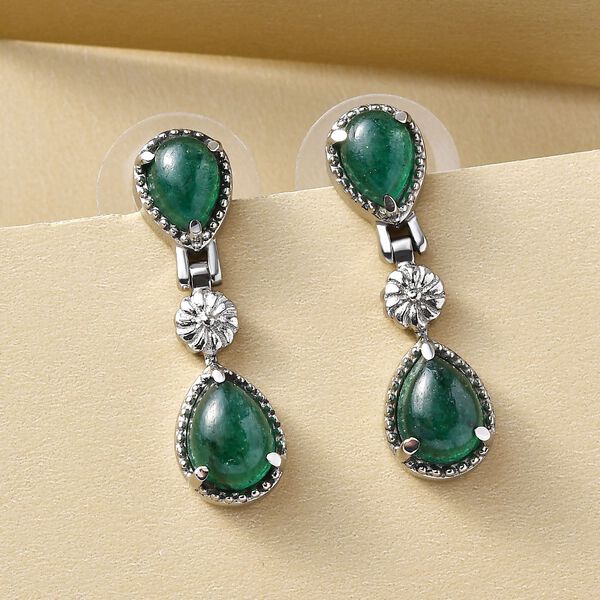 Grüne Aventurin-Ohrringe, Edelstahl ca. 5.02 ct image number 2