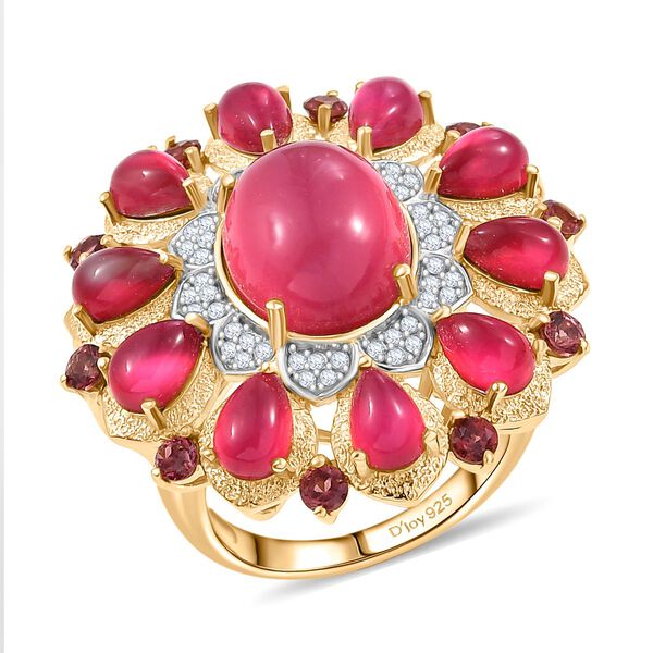 D'Joy Maulbeer Mondstein Ring 925 Silber 750 Gelbgold Vermeil (Gr&ouml;&szlig;e 17.00) ca. 11,31 ct image number 4