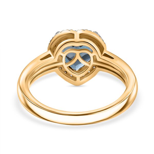 AA London Blau Topas, Weißer Zirkon Ring 925 Silber vergoldet (Größe 20.00) ca. 2,30 ct image number 6
