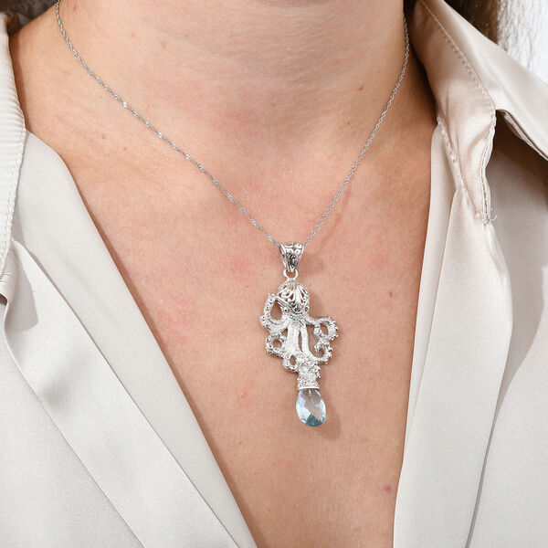 Royal Bali Kollektion- Oktopus himmelblauer Topas-Anh&auml;nger image number 3