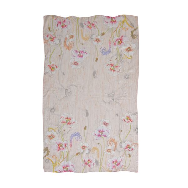 LA MAREY - bedruckter Seidenschal, 180x110 cm, florales Muster, Cr&egrave;me image number 1