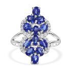 Tansanit, Weißer Zirkon Ring 925 Silber rhodiniert (Größe 17.00) ca. 2,41 ct