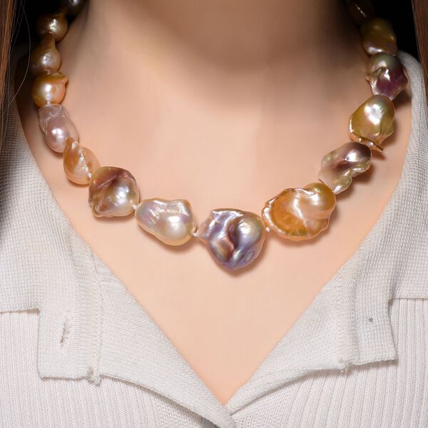 D'Joy S&uuml;&szlig;wasser Perle 50cm Halskette, 925 Silber vergoldet image number 3