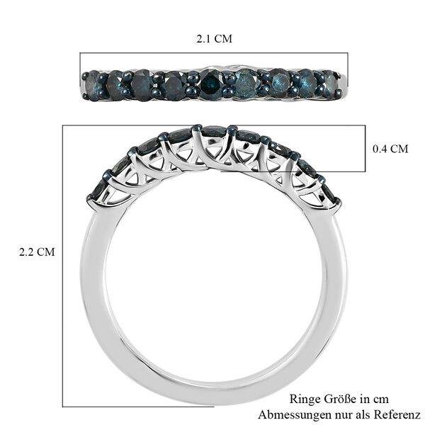 Blauer Diamant Band-Ring, 925 Silber platiniert  ca. 0,50 ct image number 7
