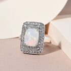 Natürlicher, äthiopischer Opal und Zirkon-Ring, 925 Silber platiniert  ca. 3,33 ct image number 1