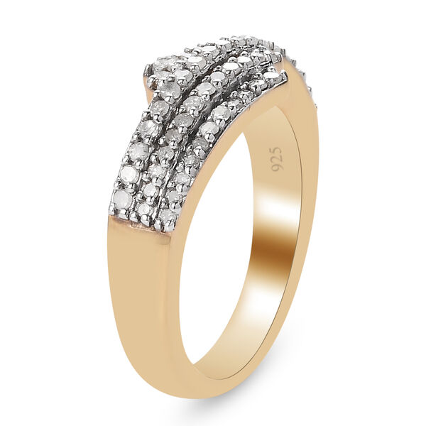 Diamant Bypass Ring 925 Silber Gelbgold Vermeil image number 5