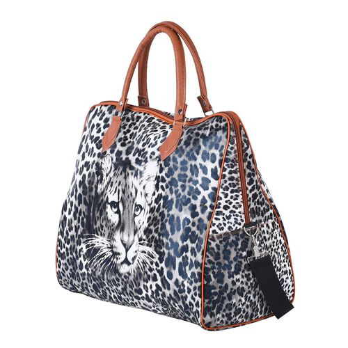 Safari-Tasche mit lebendigem Leopardenmuster, 43x20x38cm, Schwarz weiß image number 0
