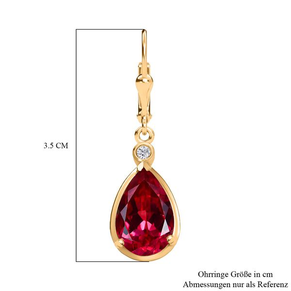Royal Drops - D joy Synthetischer Padparadscha-Saphir, Moissanit Ohrringe 925 Silber 750 Gelbgold Vermeil ca. 8,20 ct. image number 6